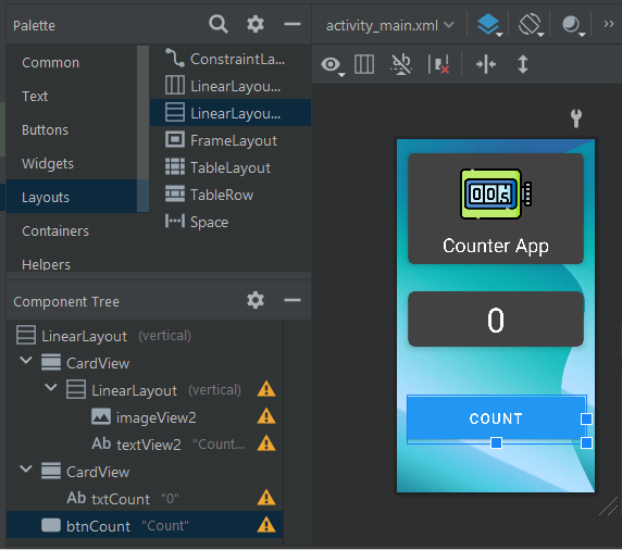 Counter App using Android Studio
